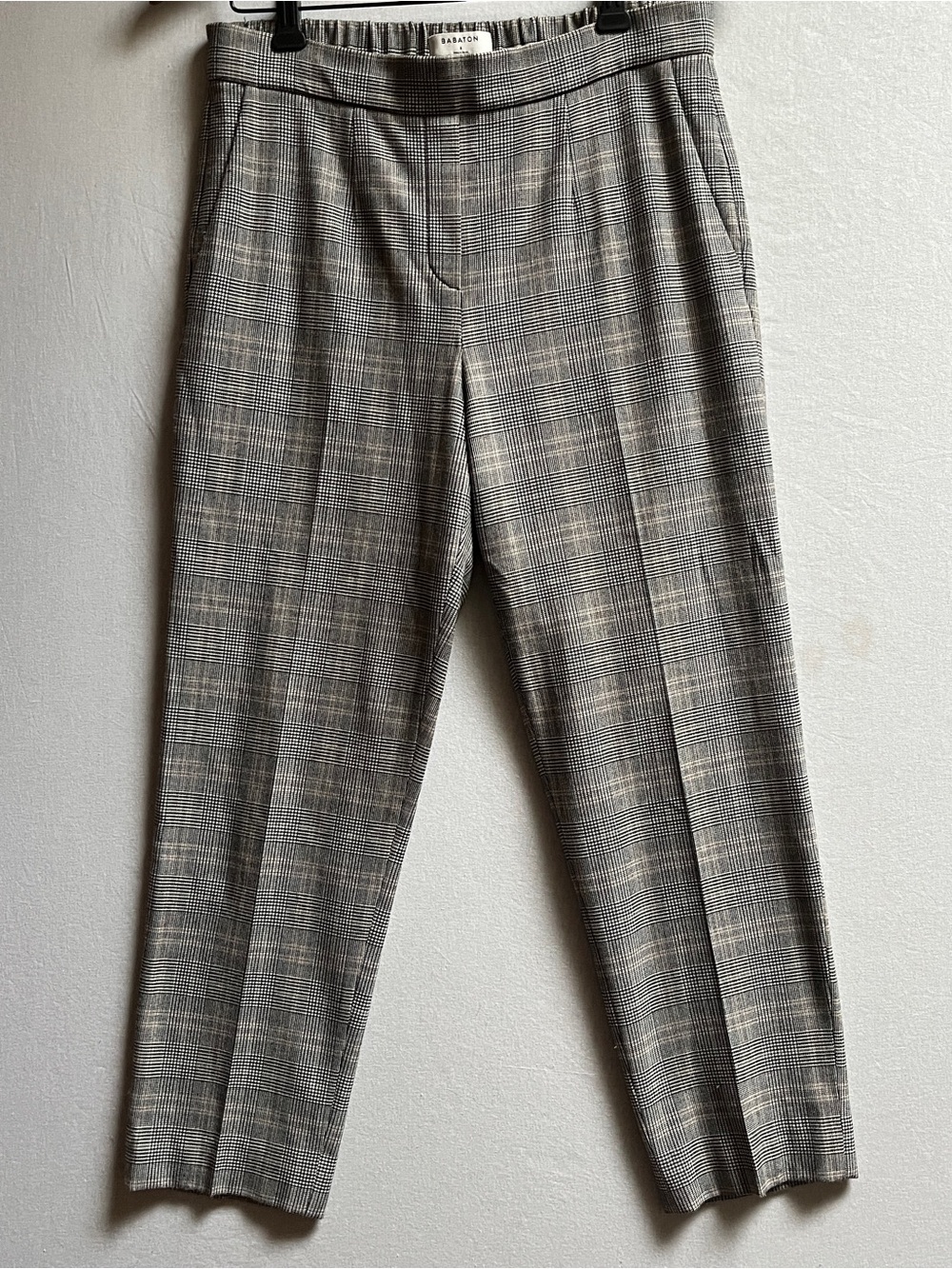 Aritzia Babaton Conan Pant Gray Glen Plaid Checkered Mid-Rise Trouser Size 6